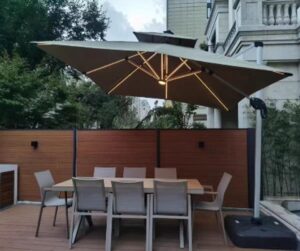 Outdoor Oriental Pearl Medium Roman Umbrella with Warm-Light LED Strip