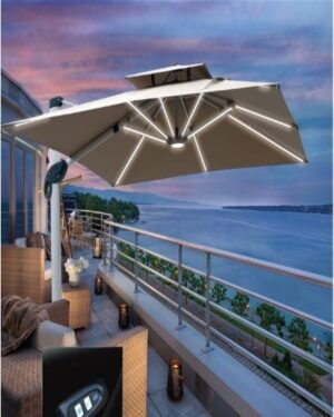 Outdoor 7055 Shengshi Oriental Large Roman Umbrella with Lights