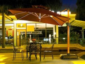 Outdoor Shangri-La Large Roman Umbrella with Warm-Light LED Strips