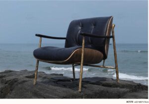 AC570 Modern Industrial Armchair with Wood Armrests