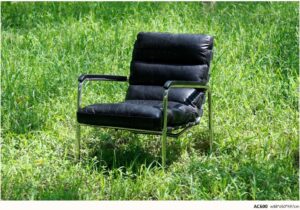 AC600 Modernist Leather & Steel Armchair
