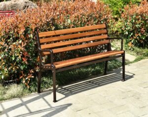 Patented Solid Wood & Cast Aluminum Park Bench
