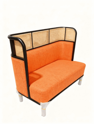 Custom Contemporary Rattan & Metal Banquette F