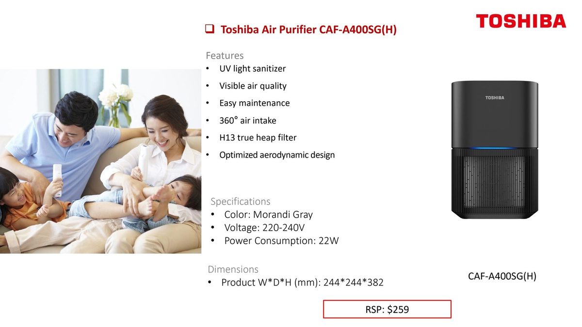 Toshiba Air Purifier CAF-A400SG(H) product image