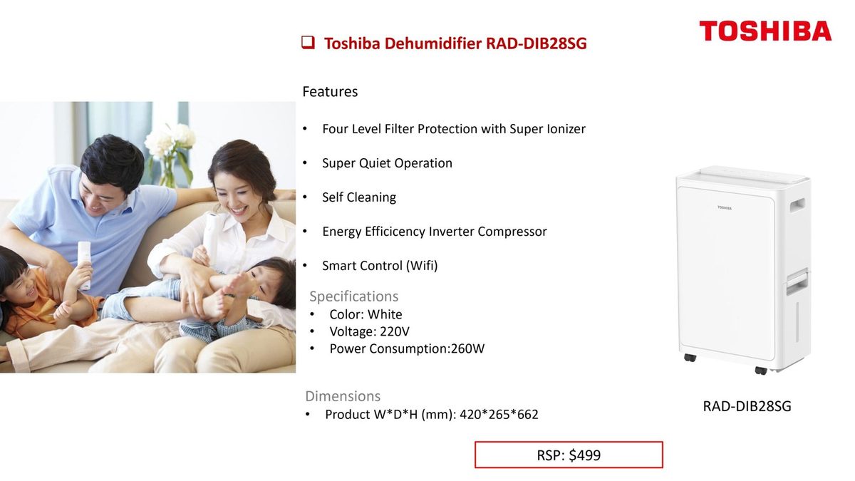 Toshiba Dehumidifier RAD-DIB28SG product image