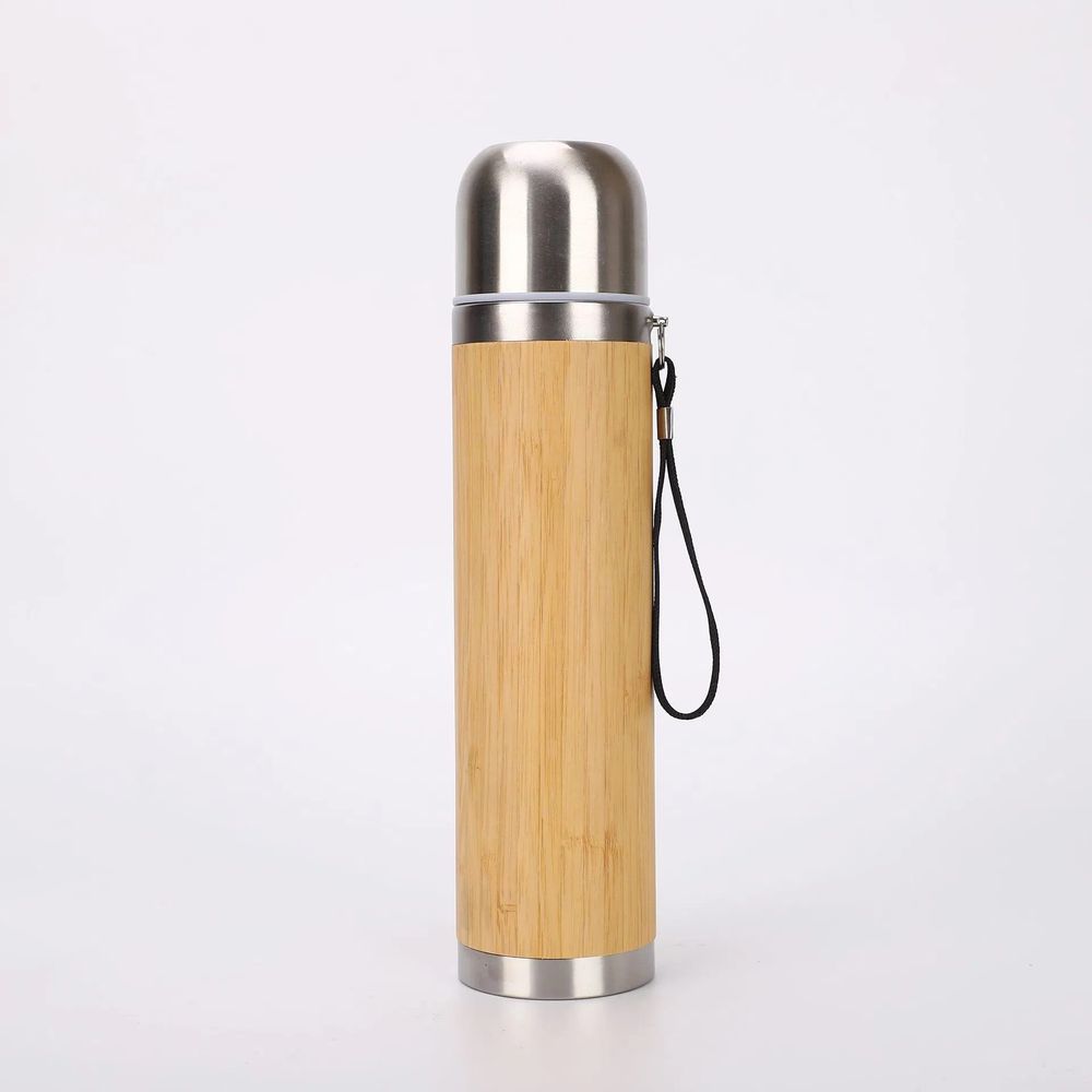 Bamboo 304 Stainless Steel Thermos with Cup Lid – Vacuum Flasks & Tumblers corporate gift supplied by PANDA COLLECTIONS, Singapore