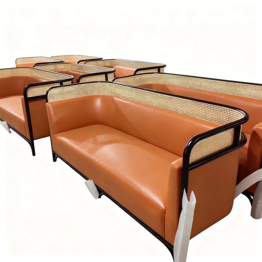 Custom Contemporary Rattan & Metal Banquette Q product image