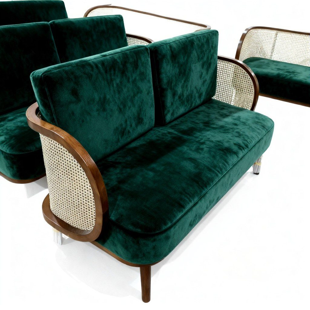 Custom Contemporary Sofa with Woven Accents Banquette P product image