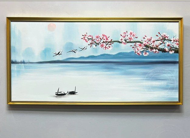 Chinese Ink Style Plum Blossom Landscape Wall Art for Singapore Commercial & Residential Decor product image