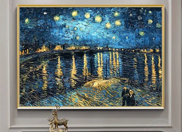 Van Gogh Starry Night Over the Rhone Framed Oil Painting, Classic Wall Art for Singapore Commercial & Residential Decor product image