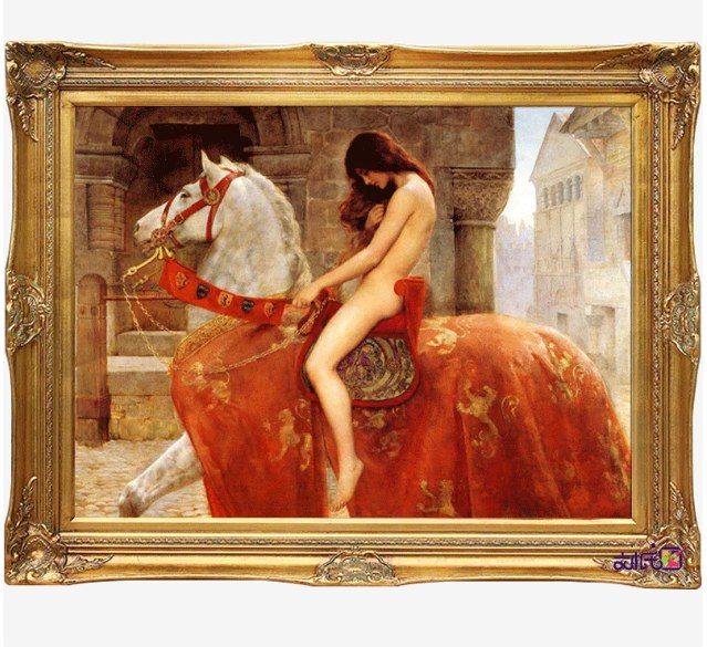 Lady Godiva Inspired Classical Equestrian Hand-Painted Oil Painting | Hotel & Apartment Wall Decor Singapore product image