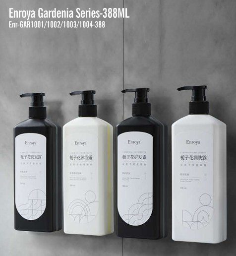 Enroya Gardenia Series 388ML Wall‑Mounted Hotel Bath Amenity Dispenser Set | Shampoo, Conditioner, Body Wash, Body Lotion product image