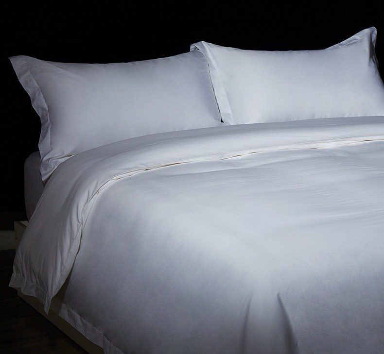 Wholesale 60S Satin Stripe 4‑Piece Bedding Set | White 100% Cotton Hotel Bed Linens Singapore product image