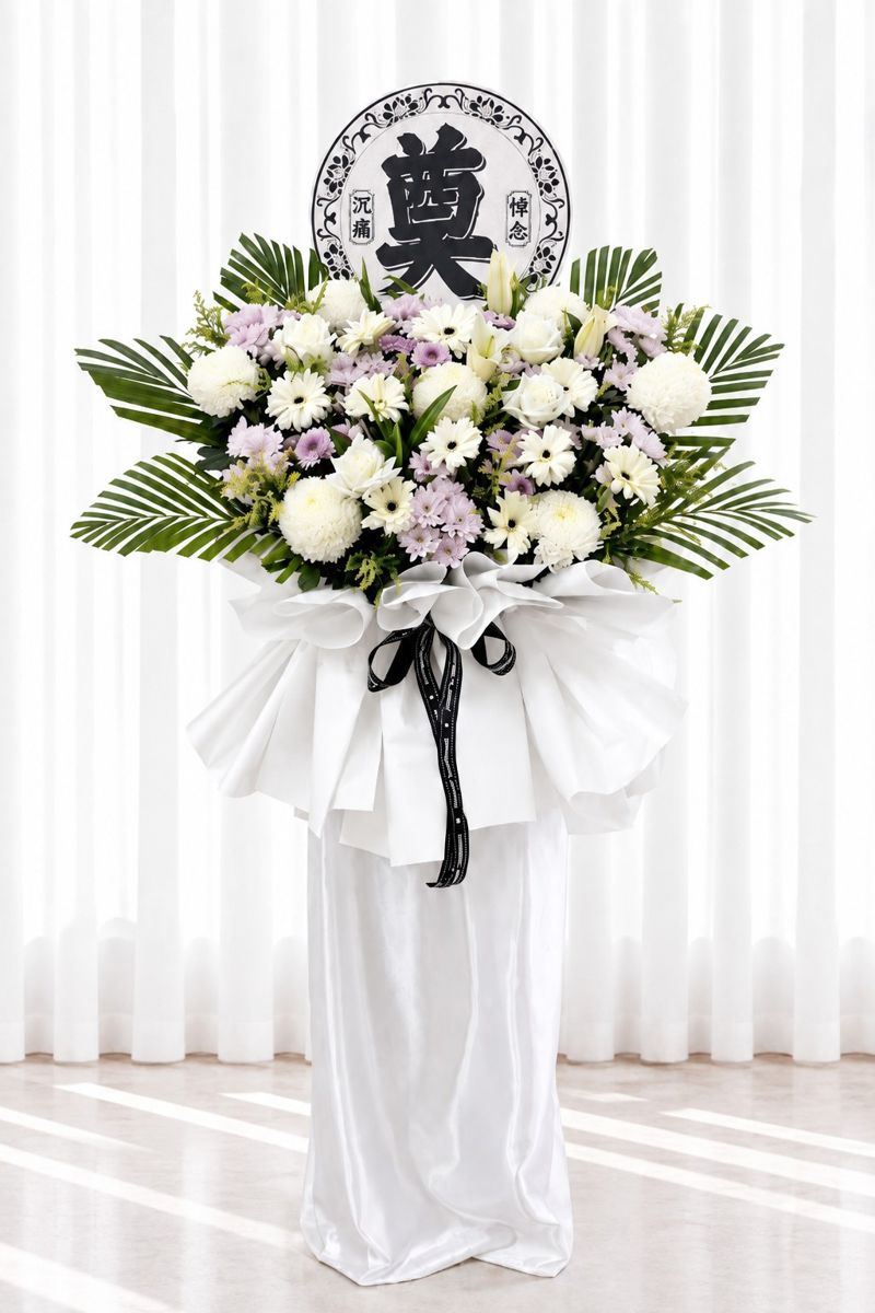 Serene Remembrance – White Condolence Flower Stand – Condolence Flower Stands