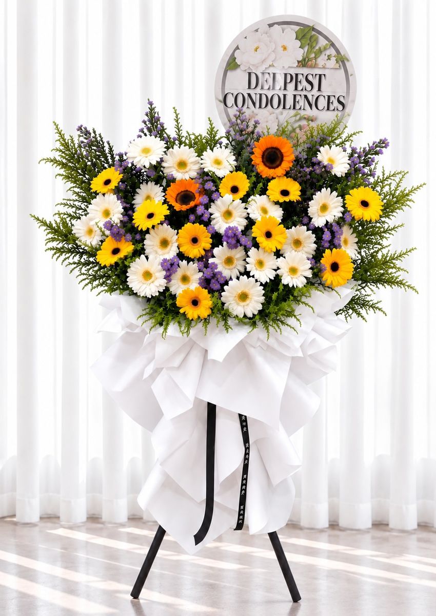 Sunlit Remembrance – Condolence Flower Stand Singapore – Condolence Flower Stands