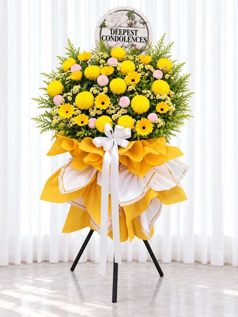 Golden Remembrance Condolence Flower Stand – Condolence Flower Stands