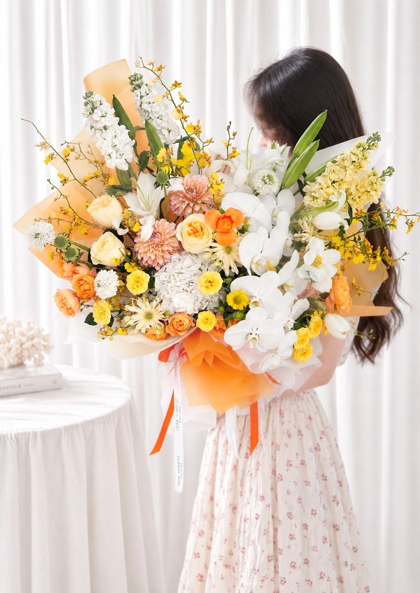 Golden Radiance – Luxury Orchid & Mixed Flower Bouquet Singapore – image 2