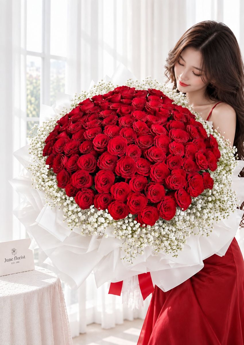 99 Premium Red Roses – image 2
