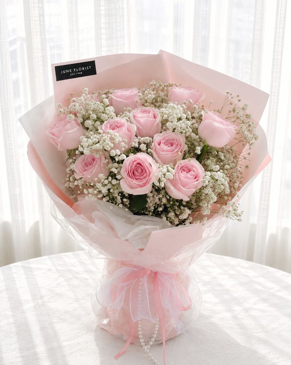 Pink Roses Bouquet 076 – Hand Bouquets