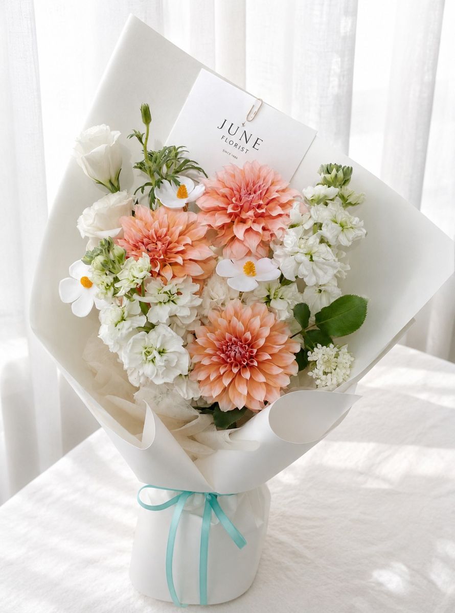 Peach Dahlia Bloom Bouquet – Hand Bouquets