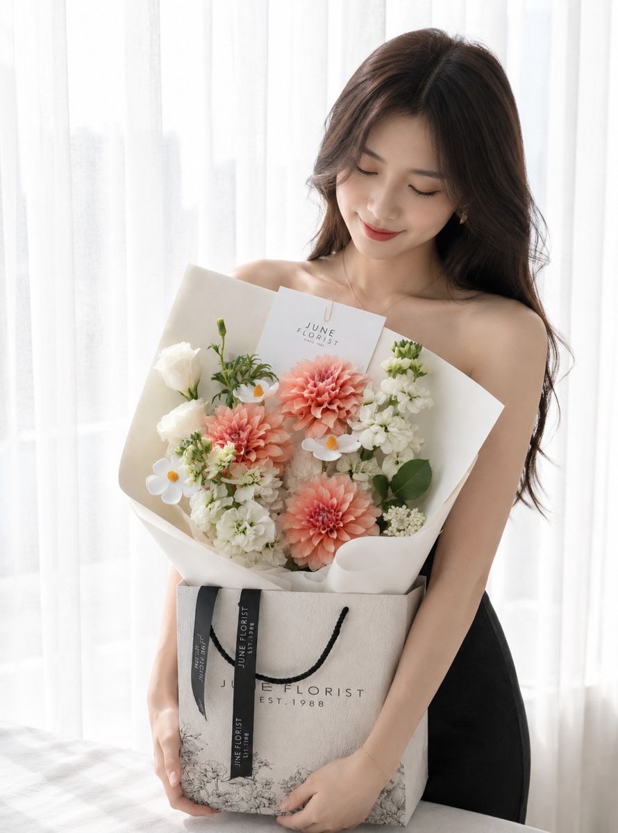 Peach Dahlia Bloom Bouquet – image 2