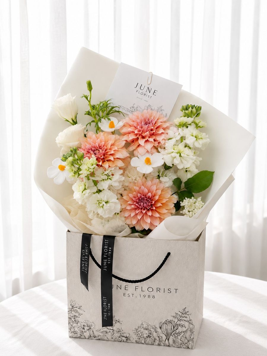 Peach Dahlia Bloom Bouquet – image 3