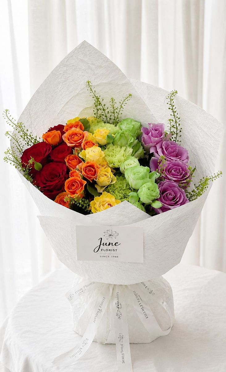 Rainbow Bloom – Hand Bouquets