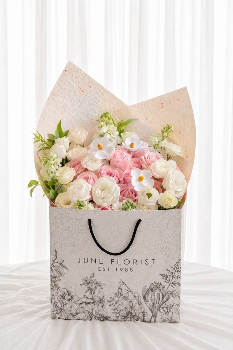 Blush Serenity – Pink & White Rose Bouquet – image 2