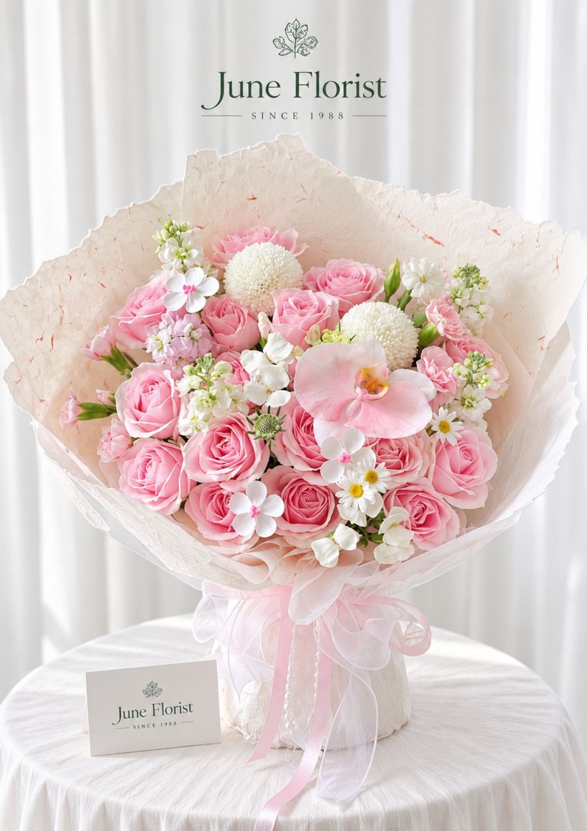 Pink Reverie – Pink Rose & Orchid Bouquet – Hand Bouquets