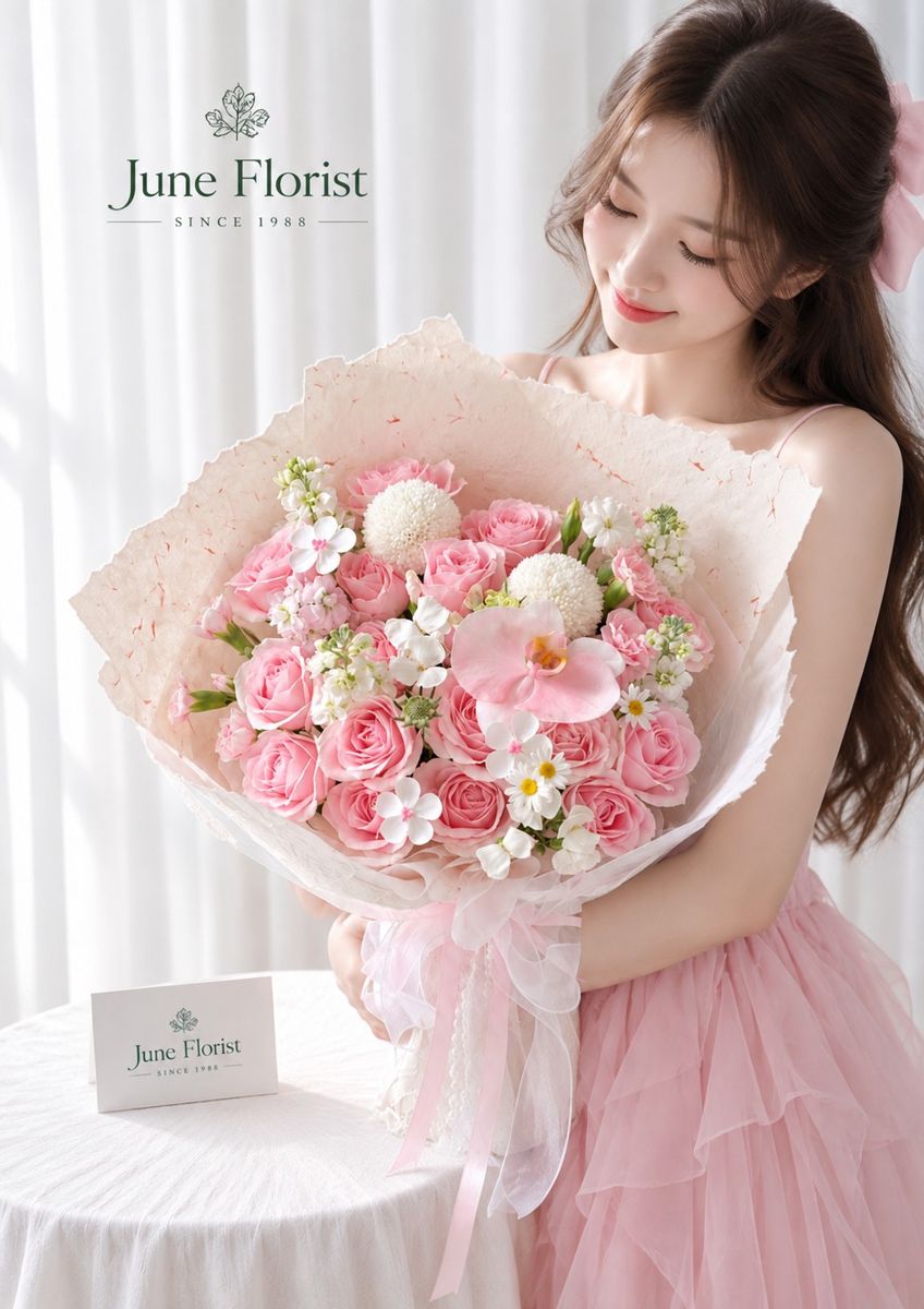 Pink Reverie – Pink Rose & Orchid Bouquet – image 3