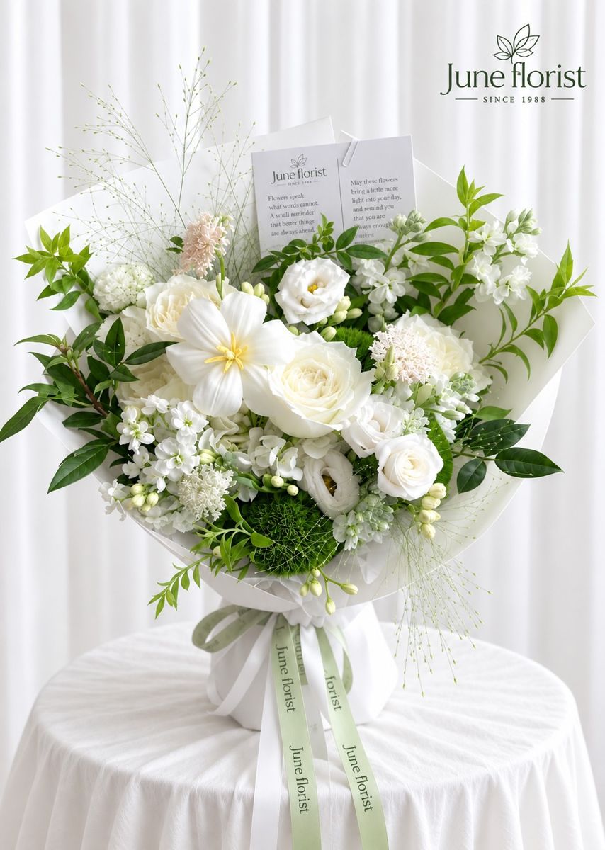 Serene Ivory – Elegant White Flower Bouquet Singapore – Hand Bouquets
