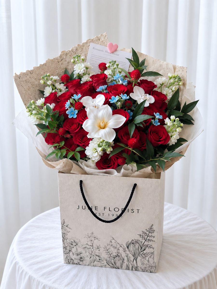 Scarlet Romance – Luxury Red Rose Bouquet Singapore – image 2