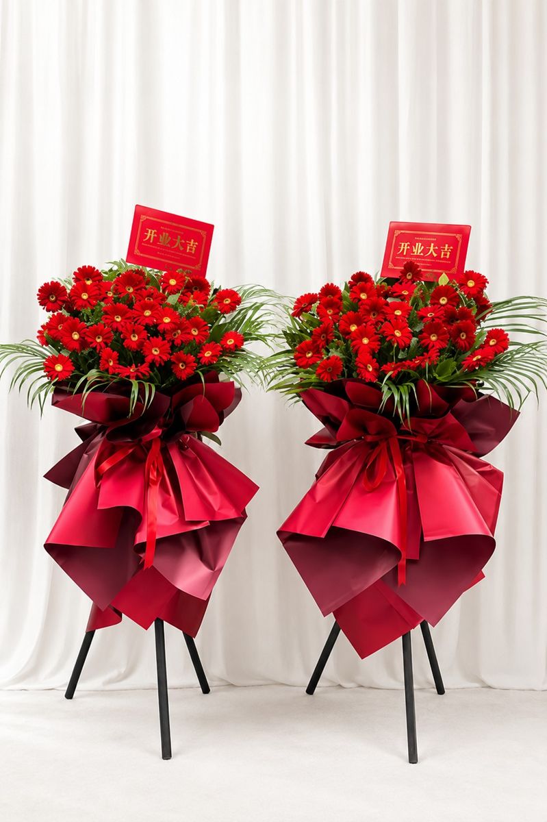 Crimson Prosperity Grand Opening Stand (1 Set - 2 Stands) – Grand Opening Flower Stands
