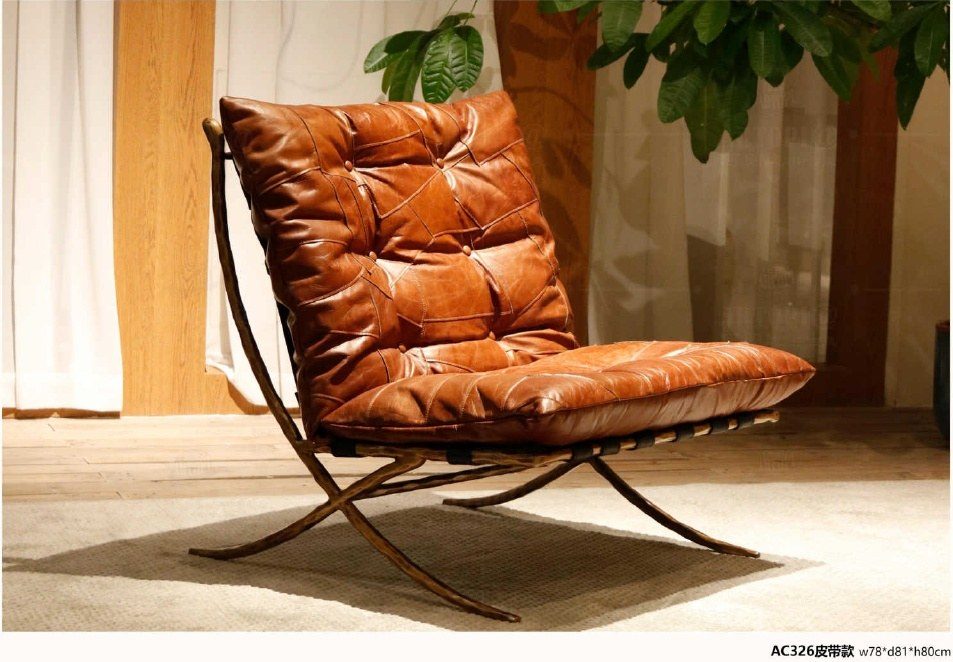 AC326 Forged Iron & Leather Safari Chair product image