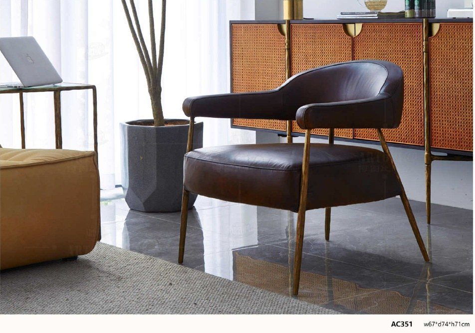 AC351 Modern Leather Barrel Armchair product image