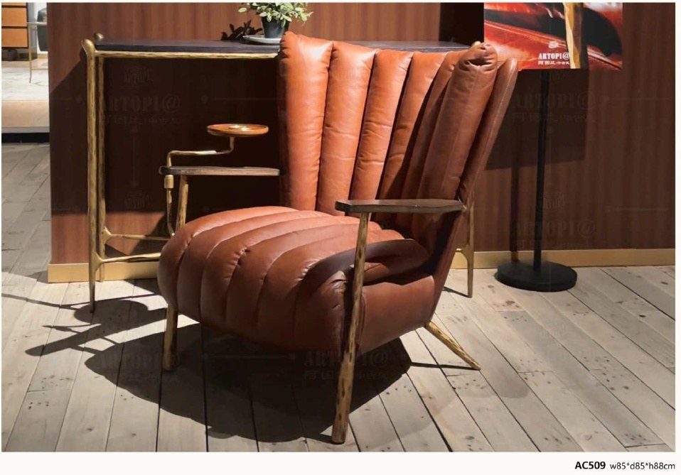AC509 Art Deco Style Leather Armchair product image
