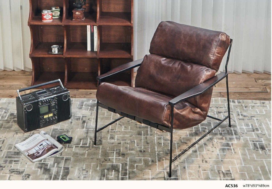AC536 Modern Industrial Armchair with Leather-Wrapped Arms product image