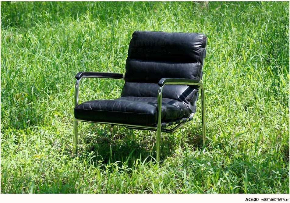 AC600 Modernist Leather & Steel Armchair product image