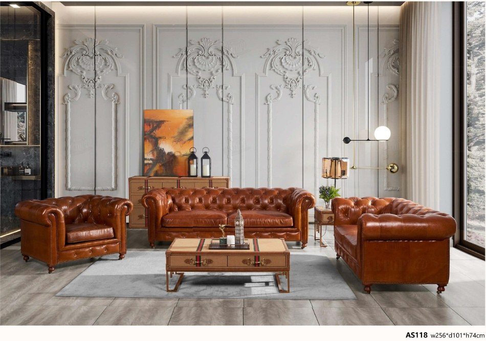 AS118 Classic Chesterfield Leather Sofa Collection product image