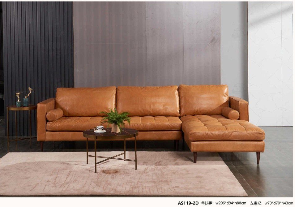 AS119-2D Modern Leather Corner Sofa with Left Chaise product image