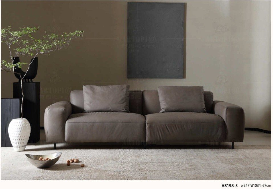 AS198-3 Modern Low-Profile Leather Sofa product image