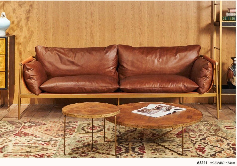 AS221-3 Industrial Top-Grain Leather Sofa product image