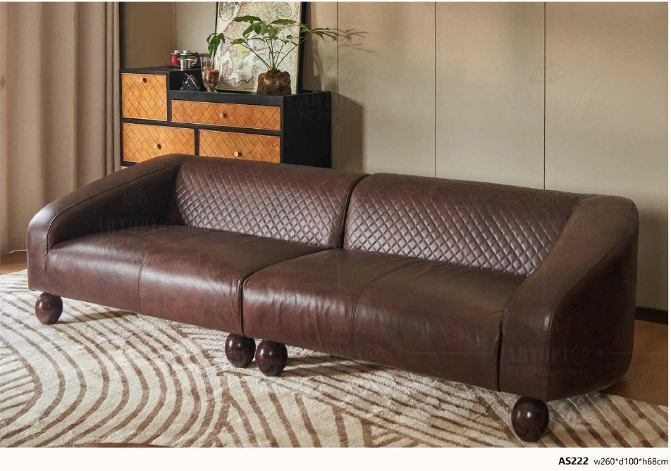 AS222 Low-Profile Top-Grain Leather Sofa product image