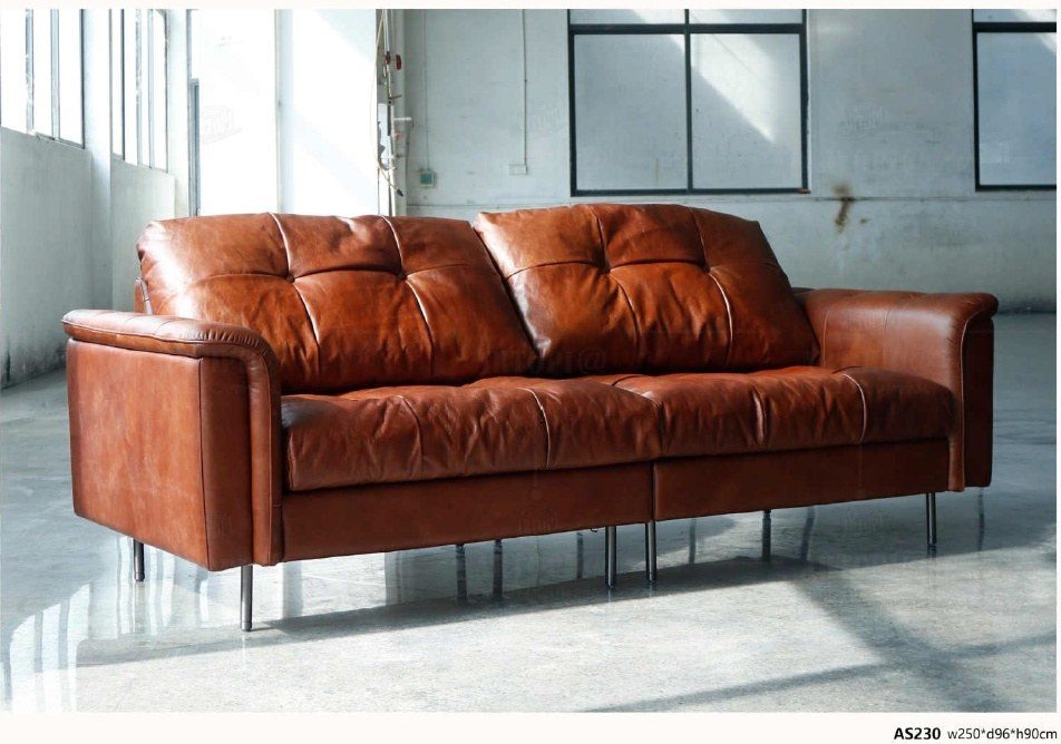 AS230 Modern Industrial Leather Sofa product image