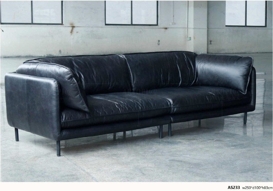 AS233 Mid-Century Modern Leather Sofa product image