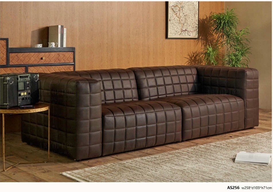 AS256 Modern Quilted Leather Sofa product image