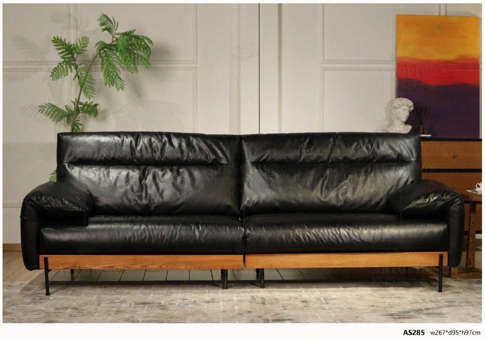 AS285 Modern Top-Grain Leather Sofa product image