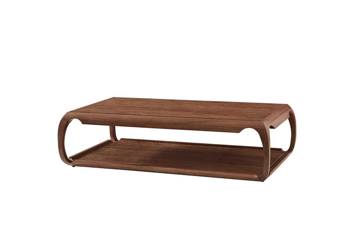 Modern Oriental SS6601 Coffee Table | 2‑Tier Curved Frame Solid Timber Rectangular Coffee Table for Singapore Office Reception & Hotel Lounge Fit‑out product image