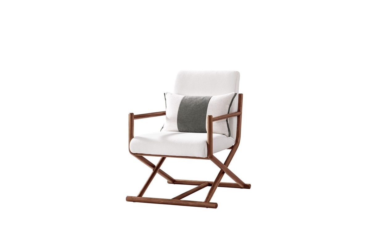 Modern Oriental SS6607 Chair | Cross‑Base Upholstered Director Chair for Singapore Resort Hotel & Fine‑Dining Venue Fit‑out product image