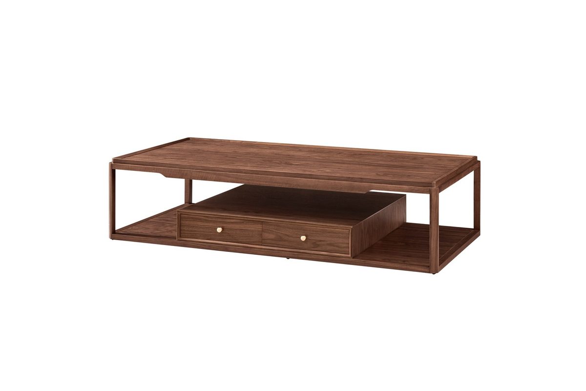 Modern Oriental SS6607 Coffee Table | 2‑Tier Solid Timber Coffee Table with Built‑in Drawer Storage for Singapore Office Reception & Hotel Lounge Fit‑out product image
